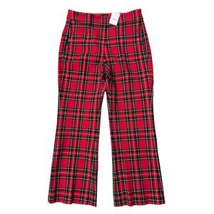 J. Crew Factory Tartan Kelsey Flare Holiday Pant Red Black Multi Size 2 NEW